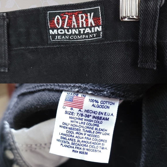Vintage 90s High Rise Denim Mom Jeans 100% Cotton Washed Black Ozark 26 - Picture 14 of 15